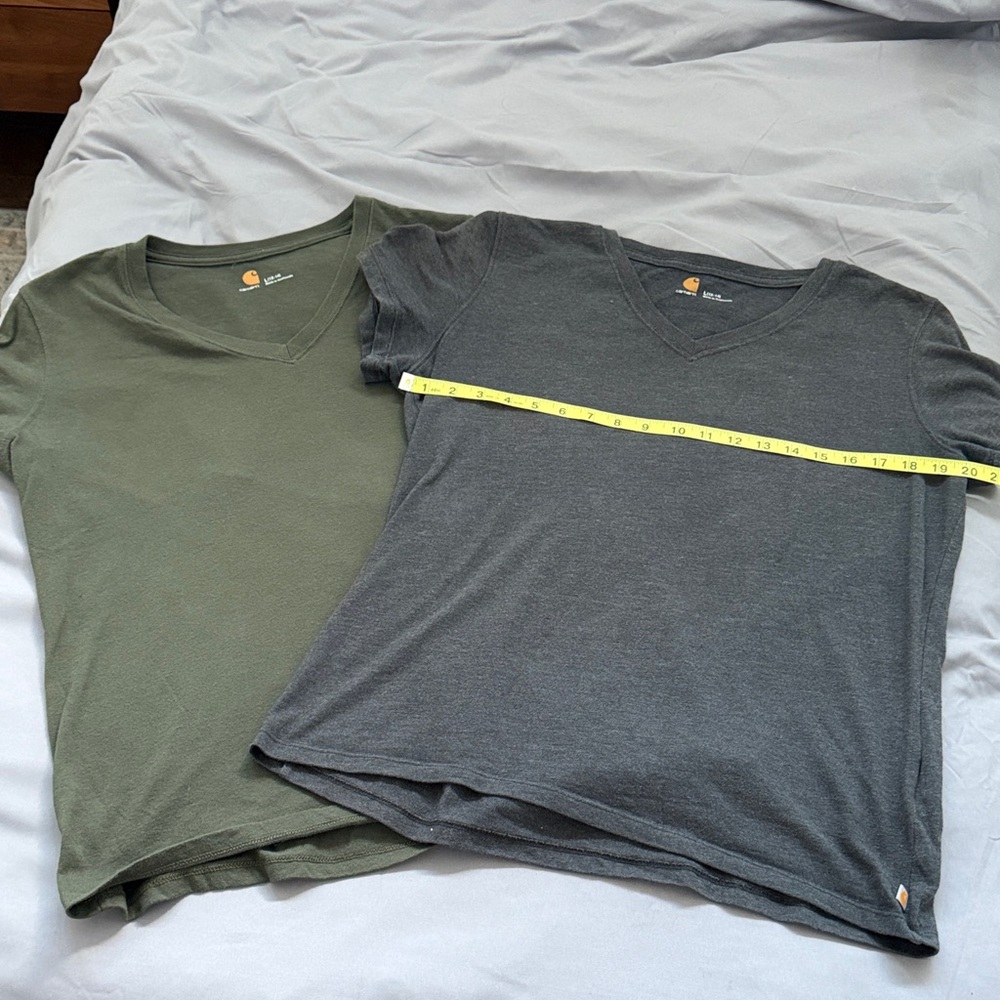 Carhartt Women's V-Neck Tees in Green and Gray